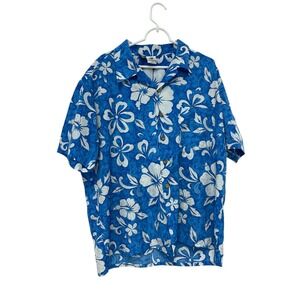 Kennington Hawaiian Button Up Short Mens‎ Size XL Blue Floral Print Short Sleeve